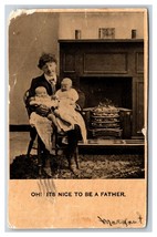 Comic Overwhelmed Father With Two Babys Nice to Be a Father DB Postcard S4 - £2.32 GBP