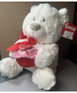Gund DELISHA 4051026 White Bear with Heart Cupcake 8&quot; - NEW WITH TAGS - $19.79