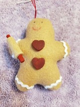 Christmas Ornament Soft Gingerbread Holding Baking Rolling Pin FS - £6.20 GBP