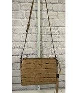 NEW G.I.L.I MUSHROOM CROCODILE LEATHER DOUBLE ZIP CROSSBODY  HANDBAG $190 - $46.40