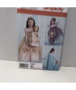 Simplicity 1305 Size 3-8 Girls&#39; Costumes &amp; Costumes for 18&quot; Doll Princes... - £10.30 GBP