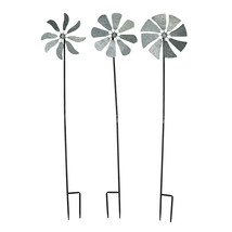 Zeckos Set of 3 Metal Kinetic Wind Spinner Garden Stakes - £29.26 GBP+