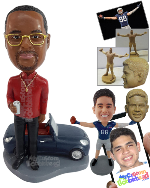 Primary image for Personalized Bobblehead Fancy looking businessman drinking a soda next to his sp