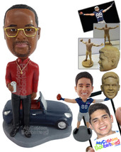 Personalized Bobblehead Fancy looking businessman drinking a soda next to his sp - $174.00