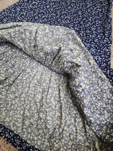 Vintage 70s Youth Girl Ditsy Floral Calico Blue Midi Prairie Dress W24" Item image 8