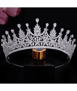 Bride Tiara Wedding Crowns For Women Cubic Zirconia Bridal Silver Cz Bir... - £49.62 GBP