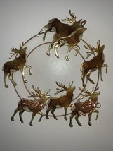 Vintage Brass Copper Metal Tin Art Sculpture Deer Elk Christmas - £15.02 GBP