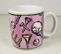 Old Time GOLF GOLFERS Coffee Cup Mug by Russ Berrie &amp; Co. Club Balls Tee... - £18.31 GBP