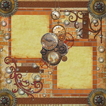 Steampunk Whimsical Scrapbook Page with Intriguing Bubbles - £11.99 GBP