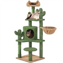 53&#39;&#39;H Cactus Cat Tree Tower Cat Condo For Indoor Cats Furniture Scratchi... - £86.49 GBP
