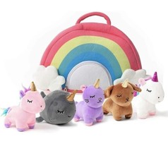 Pixie Crush Snug a Babies Unicorn Rainbow Toys Stuffed Plush Set w/ Rainbow Case - £23.72 GBP
