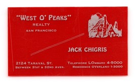 West O Punte Realty San Francisco Rosso Cellophane Vtg Affari Card BC2 - $20.43