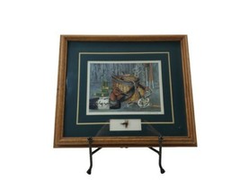 1994 Lithograph Print Signed Royann Baum Mallard Duck Gold Frame Matted - $32.46