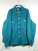 CY Wear Polartec Teal Fleece Long Sleeve Button Up Collar XL Wood Buttons - $14.99