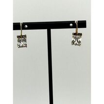 925 Sterling Silver GP Square CZ Wire Earrings - $30.74