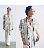 ZARA LINEN -VISCOSE BLEND PRINTED MIDI KAFTAN DRESS ZW COLLECTION S - $129.99