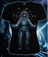 T-shirt donna Space UV Blacklight Psychedelic Festival Cosmic Goa Rave E... - $25.36