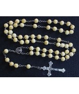 Vintage Catholic Rosary Carved Baltic Amber &amp; Sterling in Leather &amp; Ster... - £785.99 GBP