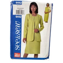 Butterick See and Sew Sewing Pattern 6442 Dress Jacket Misses Size 20-24 - $8.09