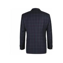 Men's Soft Wool Sport Coat English Plaid Window Pane 556-7 Plum Blue Renoir image 7