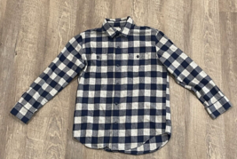 Gap Kids Boys Blue and Gray Check Plaid Button Up Flannel Shirt XL - £7.25 GBP