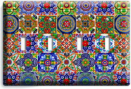 Mexican Talavera Tiles Design 4 Gang Light Switch Plates Kitchen Room Home Decor - $19.99
