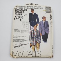 McCalls Sewing Pattern UnCut 4721 Designer Made Easy Mens Sport Jacket Size 44 - $6.89