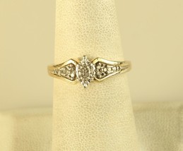 Vtg Sterling Silver Gold Toned Marquise Illusion Cluster Diamond Ring Band by JD - £78.94 GBP