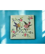 Vintage Ceramic Tile from Spain Hand Painted Two Birds on Rose Branch 6 ... - $46.41 CAD