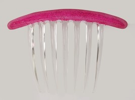 Caravan French Decorated Twist Comb in Crystal, Pink Enamel - £16.30 GBP