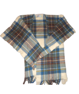 Highland Home Industries Blanket Cape Shawl Blue Cream 100% Wool Scotlan... - £48.06 GBP