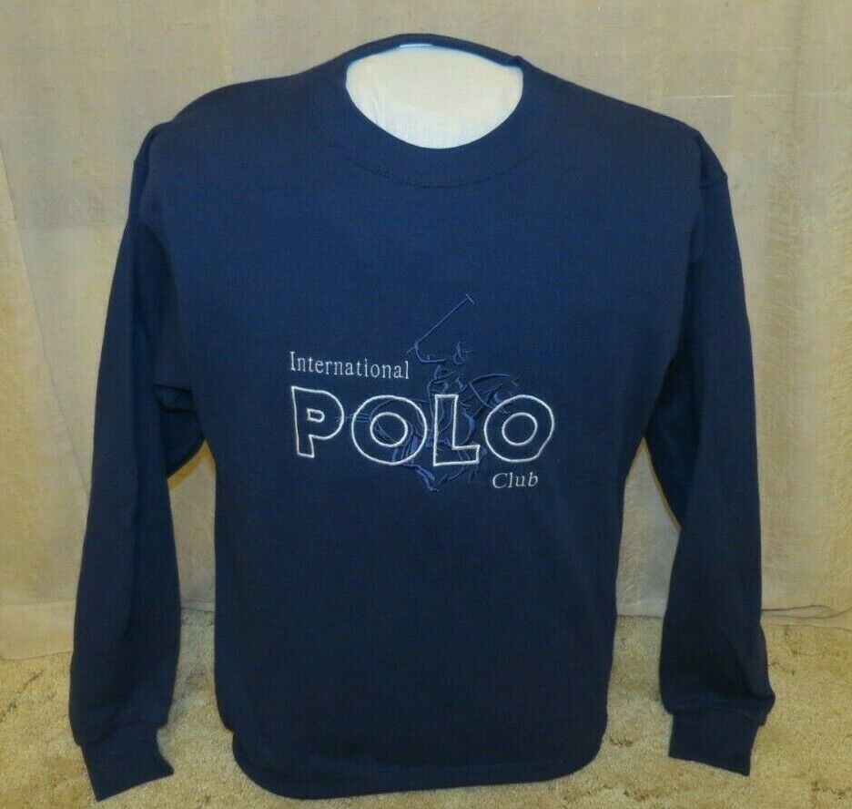 Men's International Polo Club Crew Neck Sweatshirt Size Medium Navy - $19.75