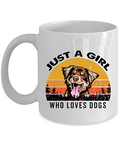 Just A Girl Who Loves Puppy Australian Shepherd Dog Coffee Mug 11oz Ceramic Vint