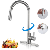 WYRAVIO Kitchen Faucet with Pull down Sprayer, 304 Stainless Steel Kitchen Sink - £44.02 GBP