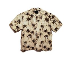 North River Mens Sz XL Short Sleeve Shirt Tan Palm Tree Hawaiian wood Bu... - £3.33 GBP