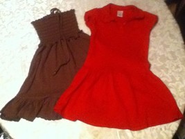 Girls-Lot of 2-Size 5-Gymboree red dress-XS-Belize brown dress. - £8.58 GBP
