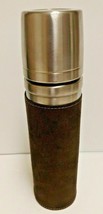 2004 Starbucks Barista Bullet 12 Ounce Thermos Stainless Steel Leather Sleeve - £11.41 GBP