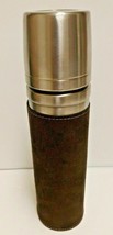 2004 Starbucks Barista Bullet 12 Ounce Thermos Stainless Steel Leather Sleeve - £10.95 GBP