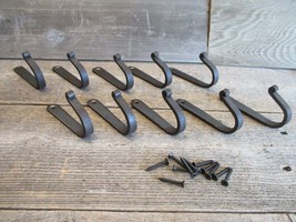 10 Iron Coat Hooks Hat Hand Forged 4&quot; Long Antique Style Hook Entry U-SHAPE Hat - £21.65 GBP