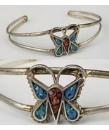 Handmade Southwestern Sterling Silver Turquoise Coral Butterfly Cuff Bra... - €42,82 EUR
