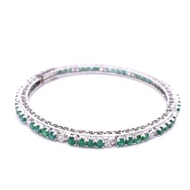 Authenticity Guarantee 
4.57ctw Emerald and Diamonds 10K White Gold Bangle - £2,320.26 GBP