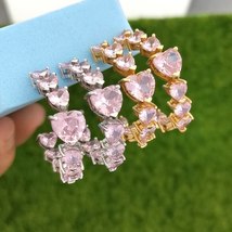 QMHJE Pair Heart Infinity Love Big Hoop Earrings for women Girl Pink Stone Circl - £17.59 GBP