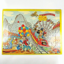 Mickey Mouse Thunder Bolt Roller Coaster Tray Puzzle 1960s Jaymar Disney... - $7.76
