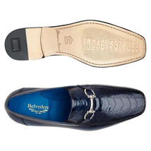 Belvedere Men's Bruno Genuine Ostrich Leg and Italian Calf Loafer Navy 1026 image 4