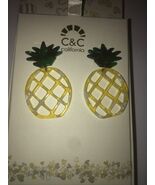 C &amp; C CALIFORNIA Pierced PINEAPPLE EARRINGS new in box - $885.41 MXN