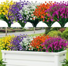 Artificial Flowers for Outdoor,10pcs Plastic Flowers Decoration, UV, 5 Color - £10.94 GBP