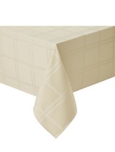 Simply Essential™ Solid Windowpane Plaid 70-Inch Round Tablecloth in Sand - $22.50