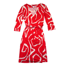 NWT Diane von Furstenberg DVF New Julian Two in Red Geometric Silk Wrap Dress 4 - £94.43 GBP