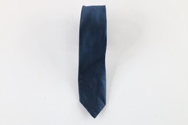 Vintage 50s 60s Rockabilly Silk Geometric Skinny Neck Tie Dress Tie Blue USA - £19.34 GBP
