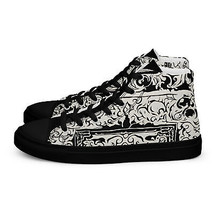 Men’s high top canvas shoes - Black/White Design - £50.13 GBP